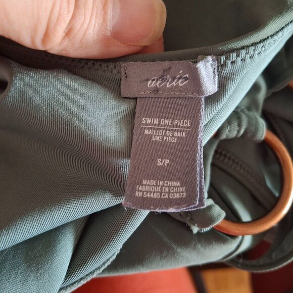 Aerie Ribbed One-Piece Swimsuit - Green - Women's SP (SmallSlim) - Picture 6 of 10